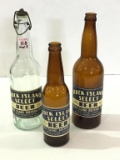 Lot of 3 Various Rock Island Select Beer Bottles-