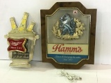 Lot of 2 Lighted Beer Signs-Hamms Beer