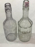 Lot of 2 Old Bottles w/ Etched Lettering