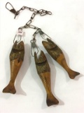 Lot of 3 Decorative Wood Fish on Chain
