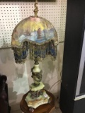 Unusual Marble & Brass Base Lamp w/