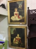 Lot of 2 Matching Framed Boy & Girl