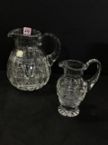 Lot of 2 Fifth Ave. Crystal Pitchers (7 & 8 Inches