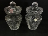 Pair of Heavy Fifth Ave. Lead Crystal Jars w/ Lids