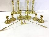 5 Pair of Various Heavy Brass Candle Sticks & 2-
