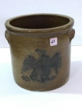 2 Gal. Eagle Design Pottery Crock