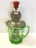 Green Depression Pitcher w/ Beater