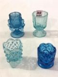 Set of 4- Various Blue Toothpick Holders