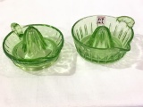 Pair of Green Depression Glass Juicers