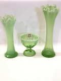 Lot of 3 Green Opalescent PIeces Including