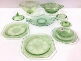 Collection of Green Depression Glass