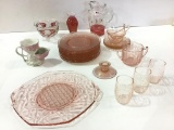 Collection of Pink Depression Glass Including