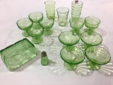 Collection of Green Depression Glass Including