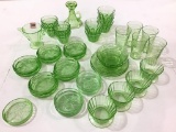 Collectoin of Green Depression Glass Including