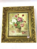 Ornate Framed Signed Floral Painting