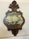 Walnut Wall Hanging Mirror w/ Shelf