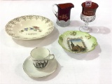 Lot of 5 Adv. Pieces Including Sm. Dish