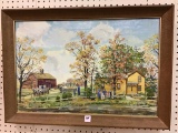 Framed Farm Yard Painting by Dremann-1962