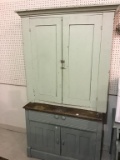 Two Piece Mis_Matched Green Paint Cabinets