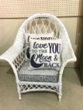 Vintage White Paint Wicker Chair