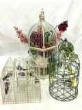 Lot of 3 Decorative Wire & Wood BIrd Cages