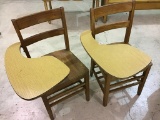 Pair of Wood School Desk Chairs