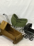 Lot of 3 Including Child's Wood Doll Cradle,