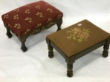 Lot of 2 Footstools Including One w/ Needlepoint