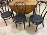 Wood Drop Leaf Table & 3-Matching Bentwood