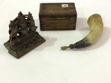 Lot of 3 Including Iron Ship Design Bookends,