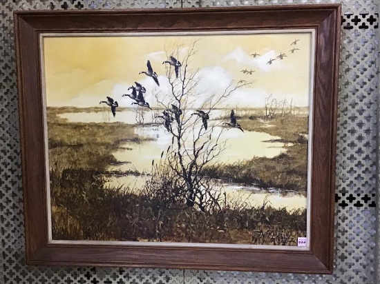 Monte Ellis-Autumn Geese-Framed Oil on Canvas
