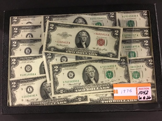 Lot of 26-Two Dollar Bills Including 25-1976