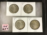 Lot of 4-1887P Morgan Silver Dollars