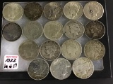 Collection of 17 Peace Silver Dollars