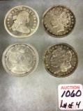 Lot of 4-.999 Fine Silver 1 Troy Ounce Rounds