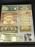 Group of Various Foreign Paper Money & Coins