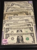 Lot of 23 One Dollar Silver Certificates & Notes
