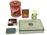 Lot of 6 Adv. Tins-Mostly Tobacco Including