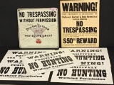 Group of Signs Including Tin No Trespassing-