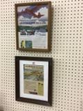 Lot of 2-Framed Airplane Ads