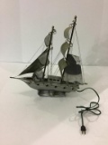 Vintage Metal Lighted Sail Ship