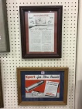 Lot of 2 Framed Adv. Pieces