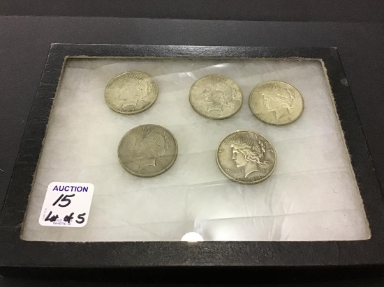 Lot of 5-Peace Silver Dollars Including