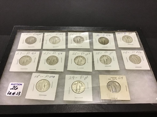 Lot of 13-1920's Standing Liberty Quarters