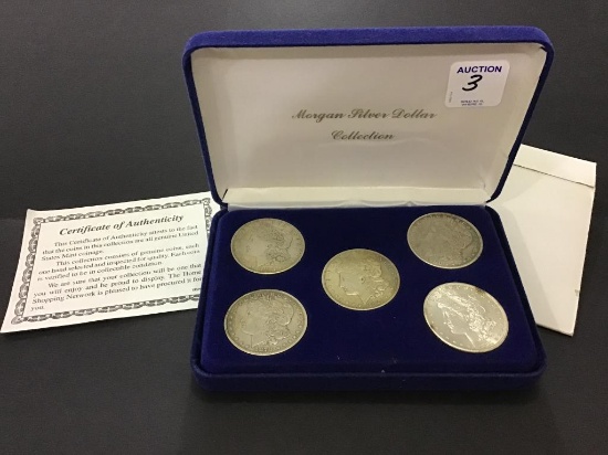 Morgan Silver Dollar Collection in Box-Total of 5