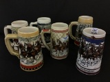 Set of 6 Various Budweiser Beer Mugs w/