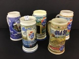 Lot of 5 Various Old Style Beer Mugs