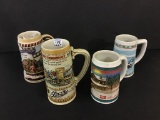 Lot of 4 Adv. Beer Steins