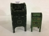 Lot of 2 Sm. Metal US Mail Boxes