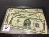 Lot of 4 Paper Currency Including 10 Dollar Note